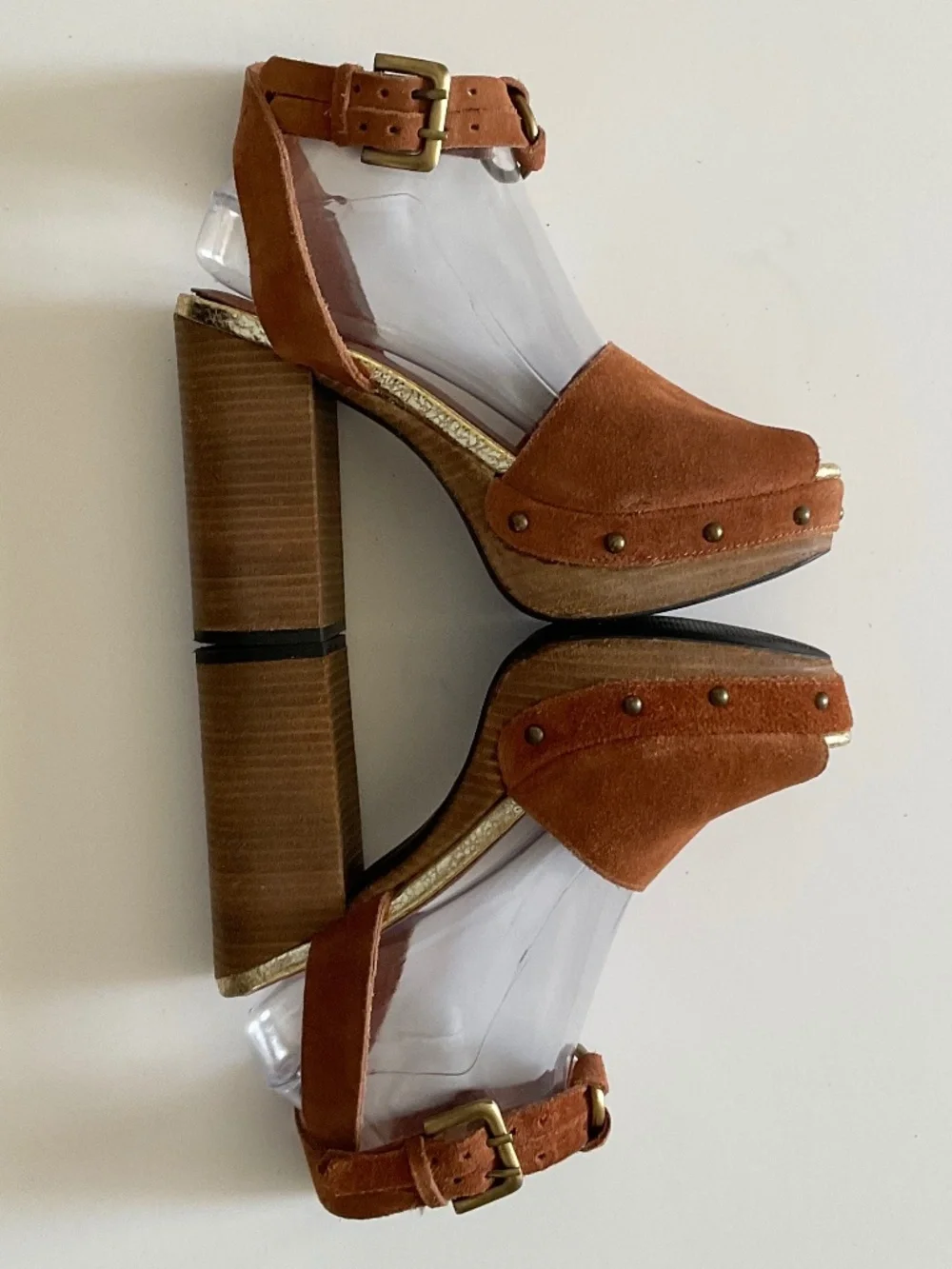 FREE PEOPLE Justine Distressed Suede Platform Block Heel Sandal Size EU 39